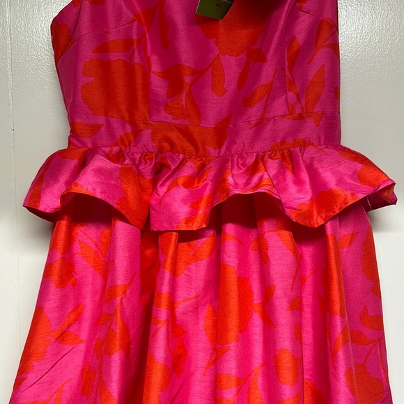 kate spade Pink and Red Floral Peplum Midi Dress - Picture 13 of 14